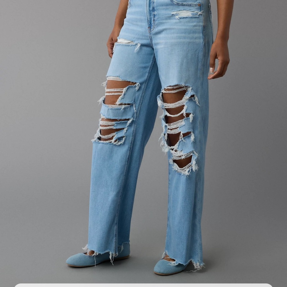 American Eagle Blue Flare Wide Leg Jeans